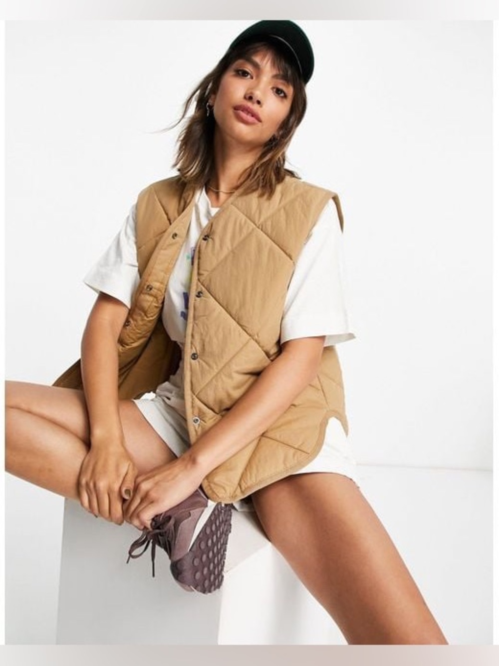 & Other Stories Short Sleeve Nylon Quilted Vest